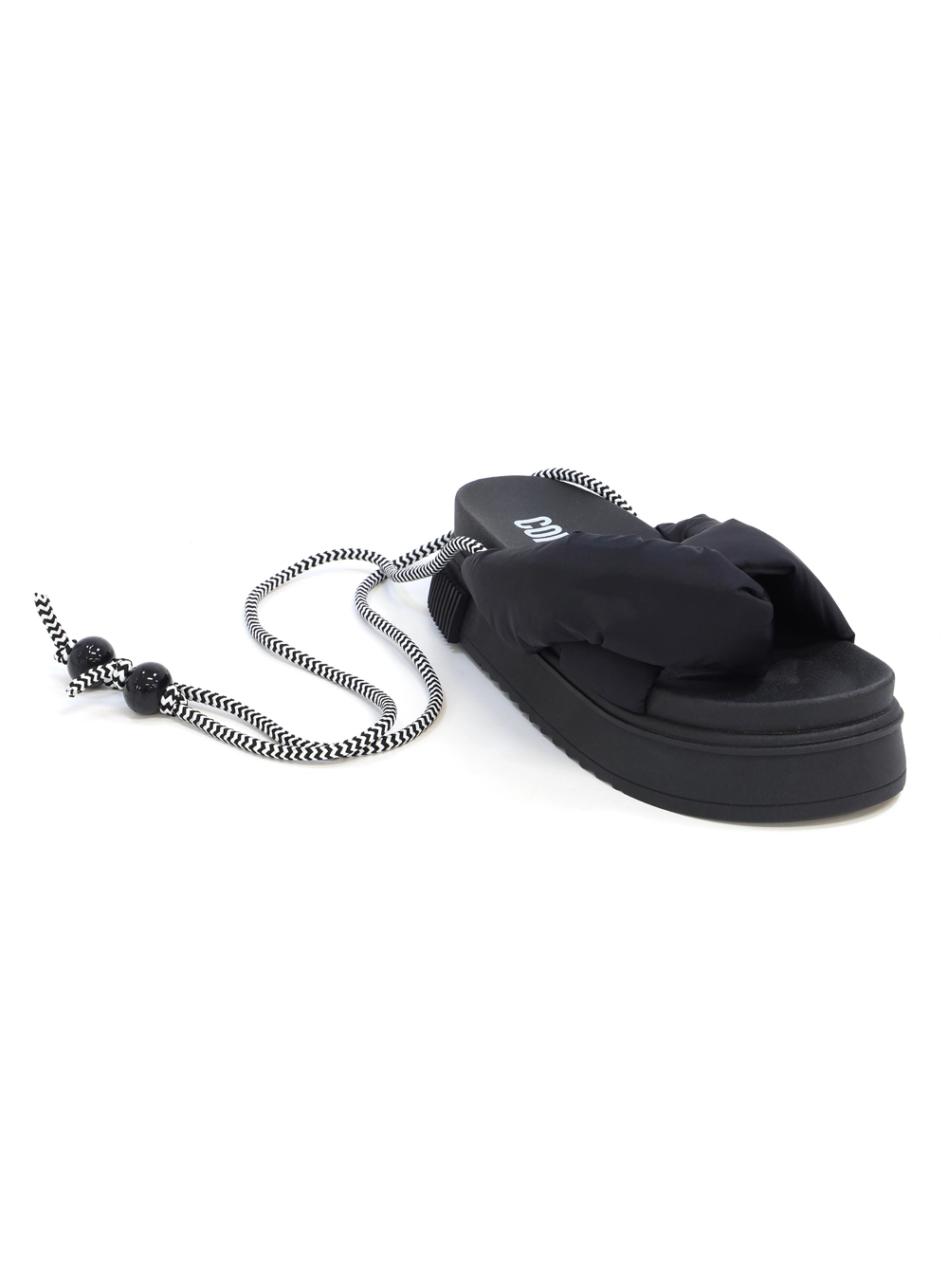 Flatform Maite Puffer Com Amarração Preto