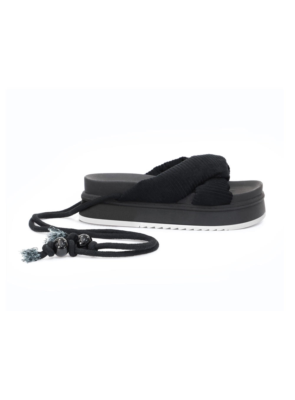 Flatform Maite Atoalhada Com Tiras Para Amarração Preto