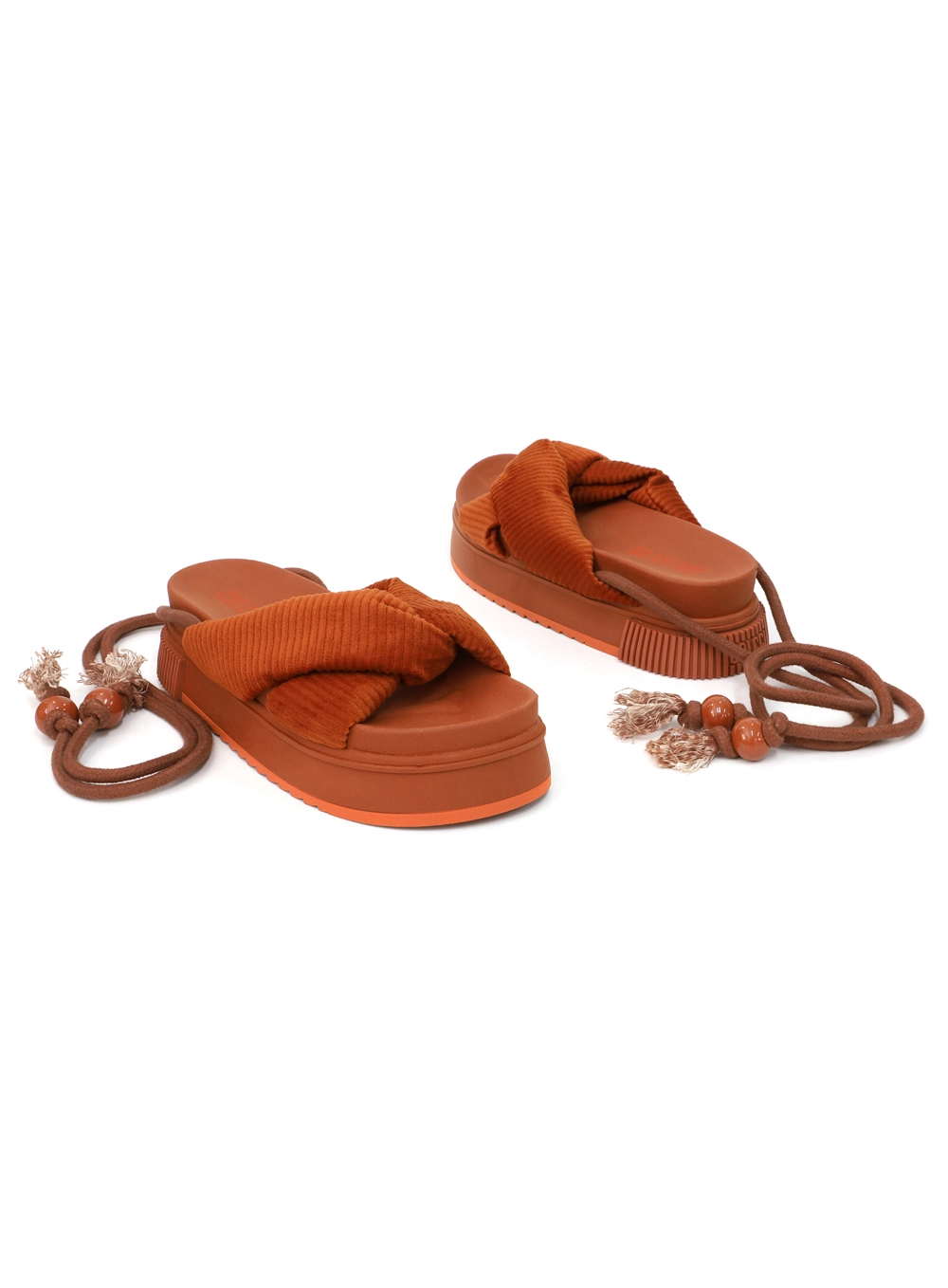 Flatform Maite Atoalhada Com Tiras Para Amarração Marrom