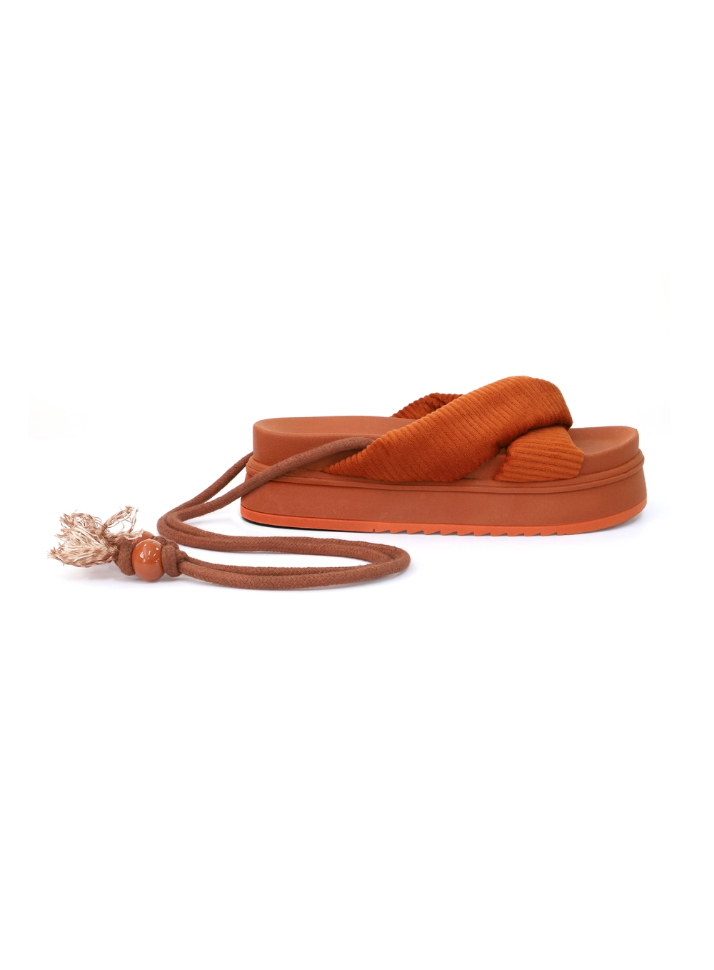 Flatform Maite Atoalhada Com Tiras Para Amarração Marrom