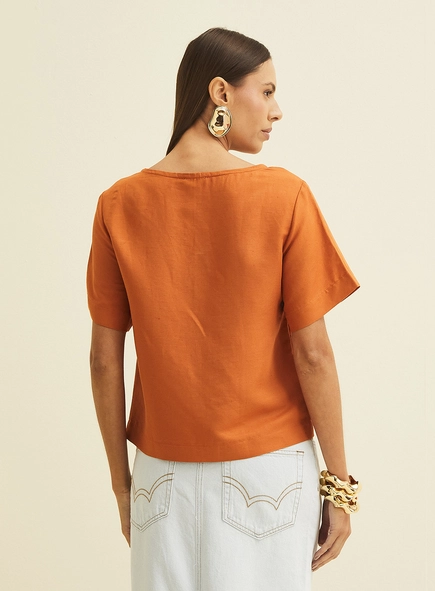 Blusa Solta Em Linho