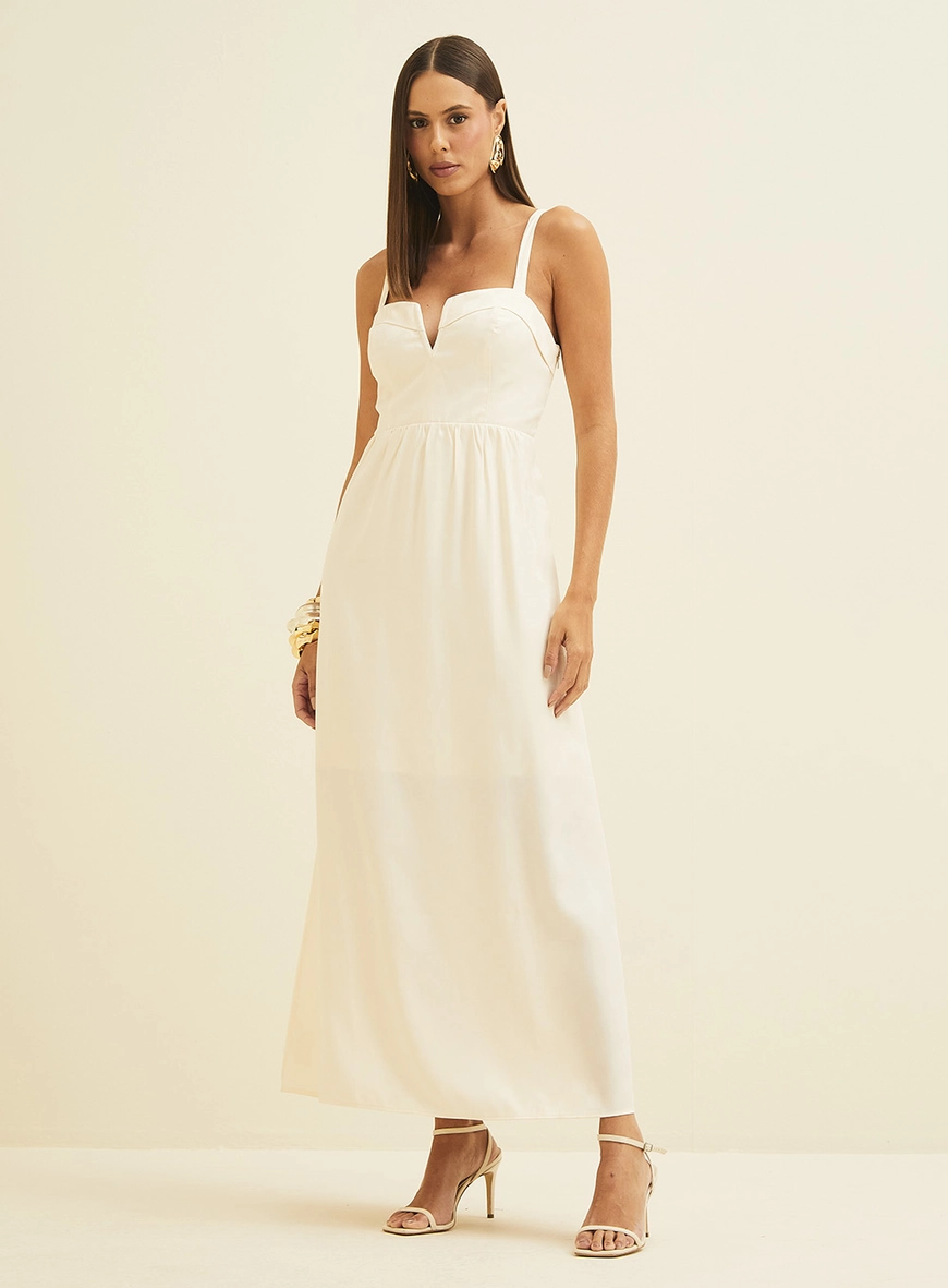 Vestido Midi Amplo Bege