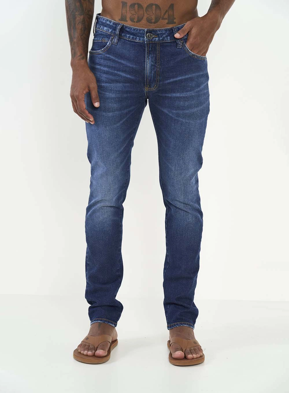 Calça Jeans Masculina Felipe Lavagem Escura Índigo