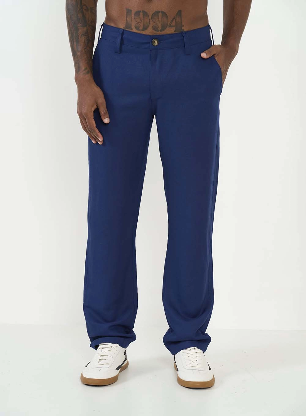 Calça Masculina Reta Alfaiataria Azul