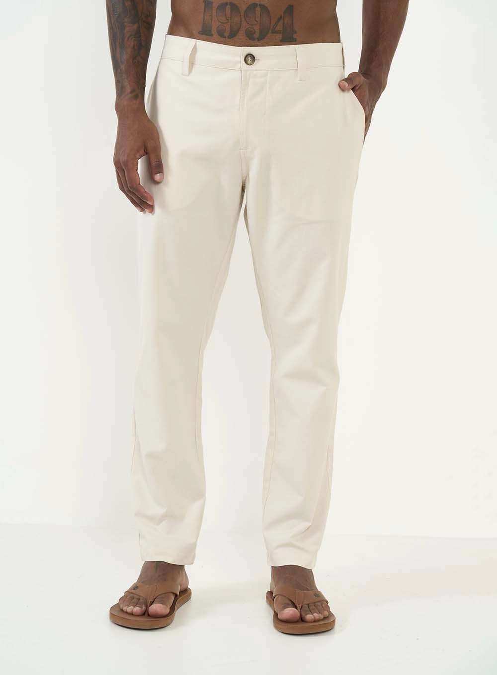 Calça Masculina Alfaiataria New Chino Bege