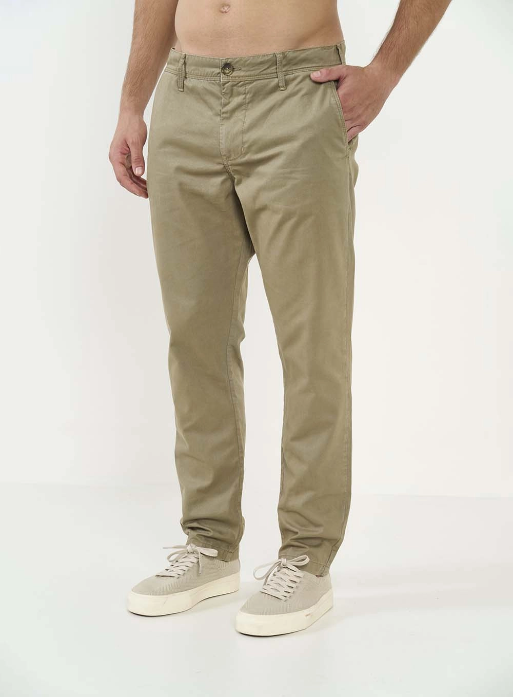 Calça Masculina Sarja New Chino Bege Misk