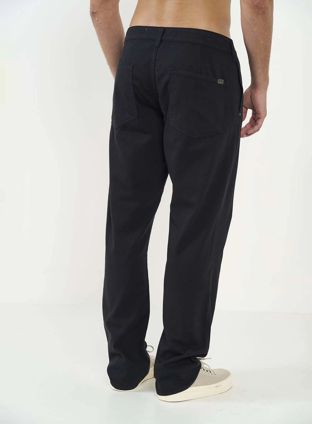 Calça Masculina Sarja Reta Com Bolso Chanfrado Preto
