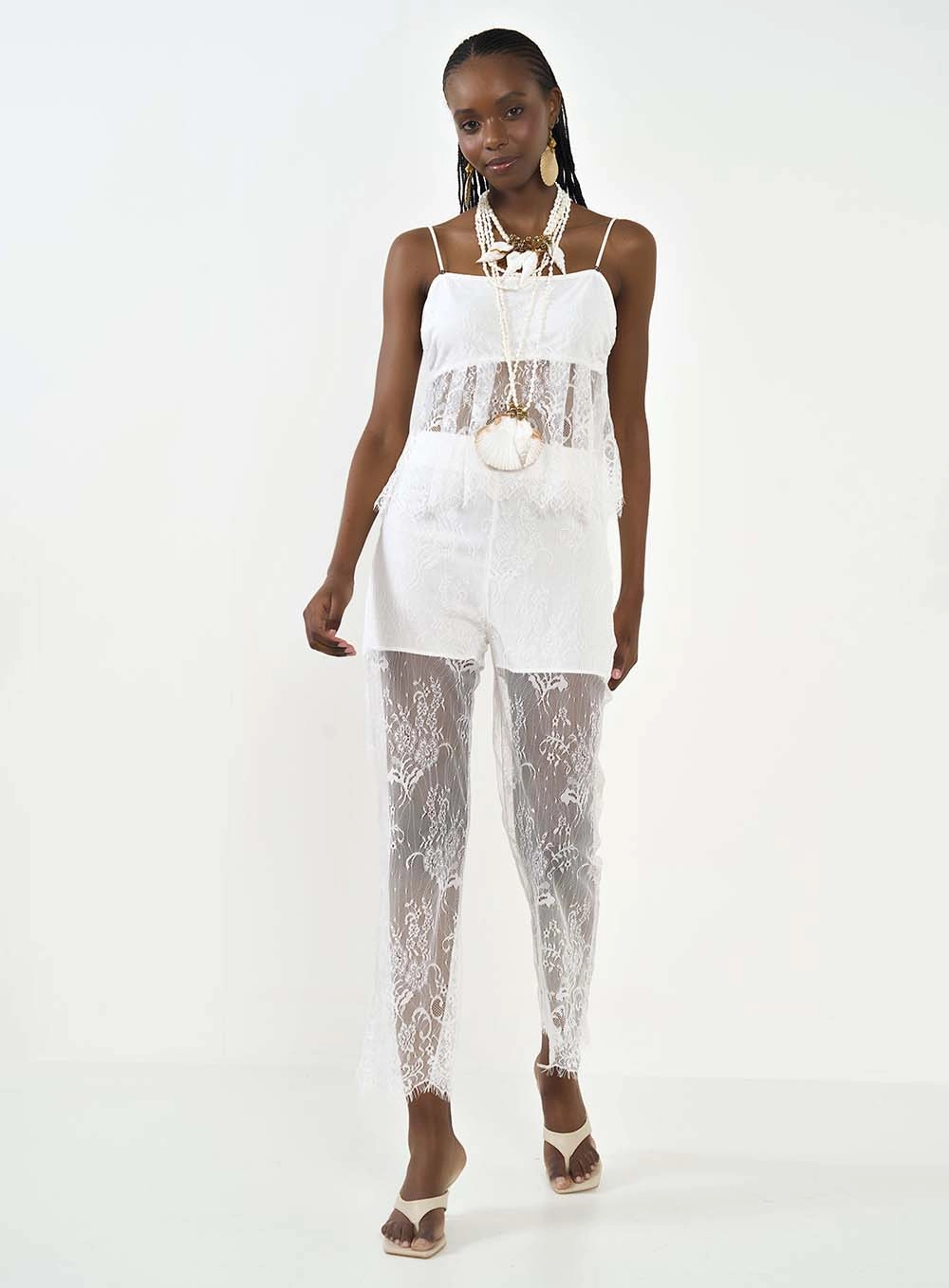 Calça Feminina Joana De Renda Off Shell