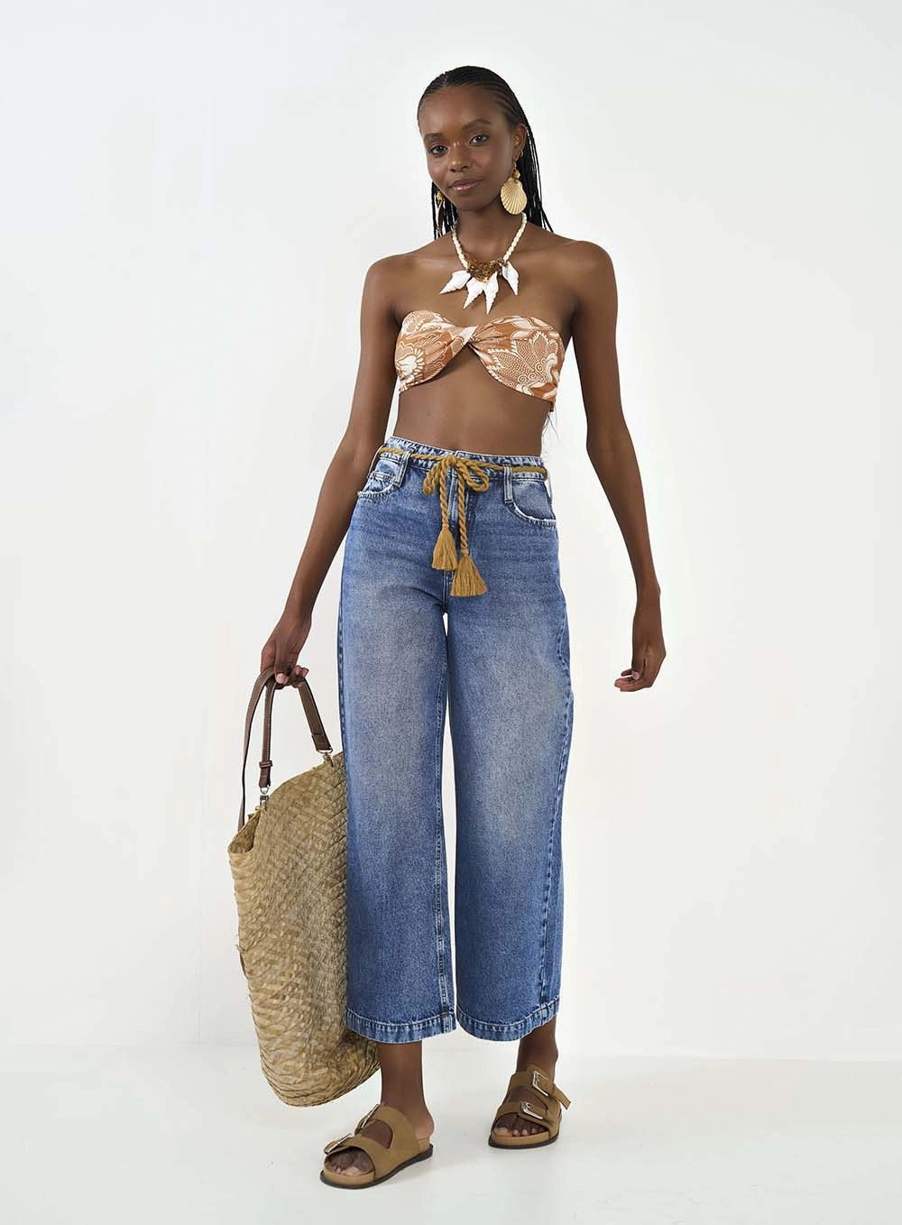 Calça Jeans Feminina Juliette Com Cordão Índigo