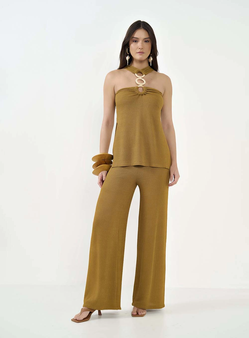 Calça Feminina Joana Texturizada Marrom Ebbela