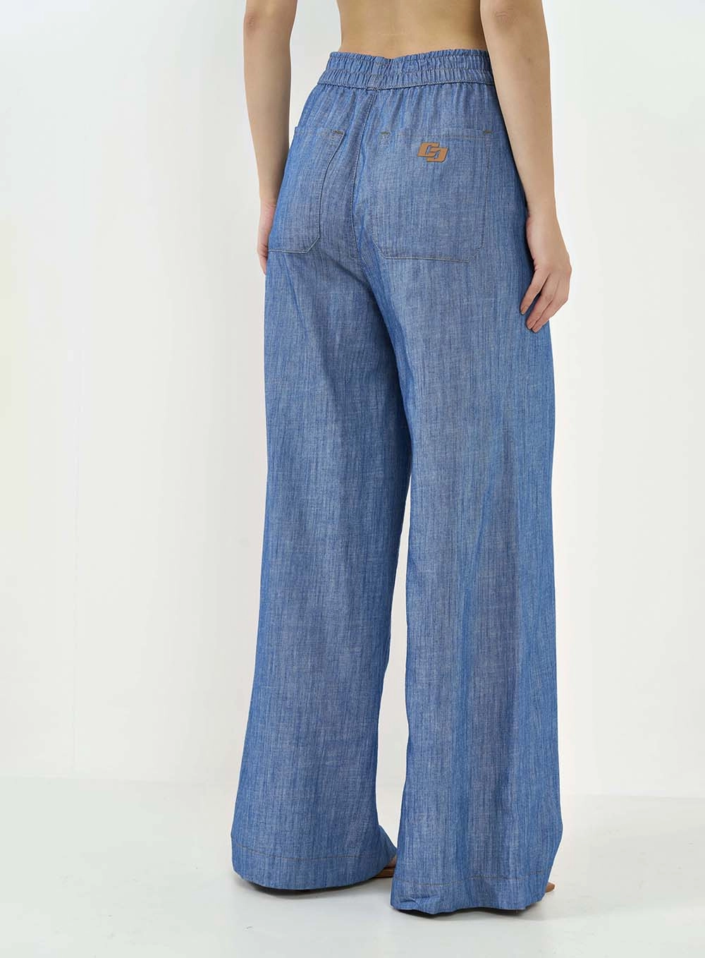 Calça Jeans Feminina Joana Ampla Com Elástico Índigo