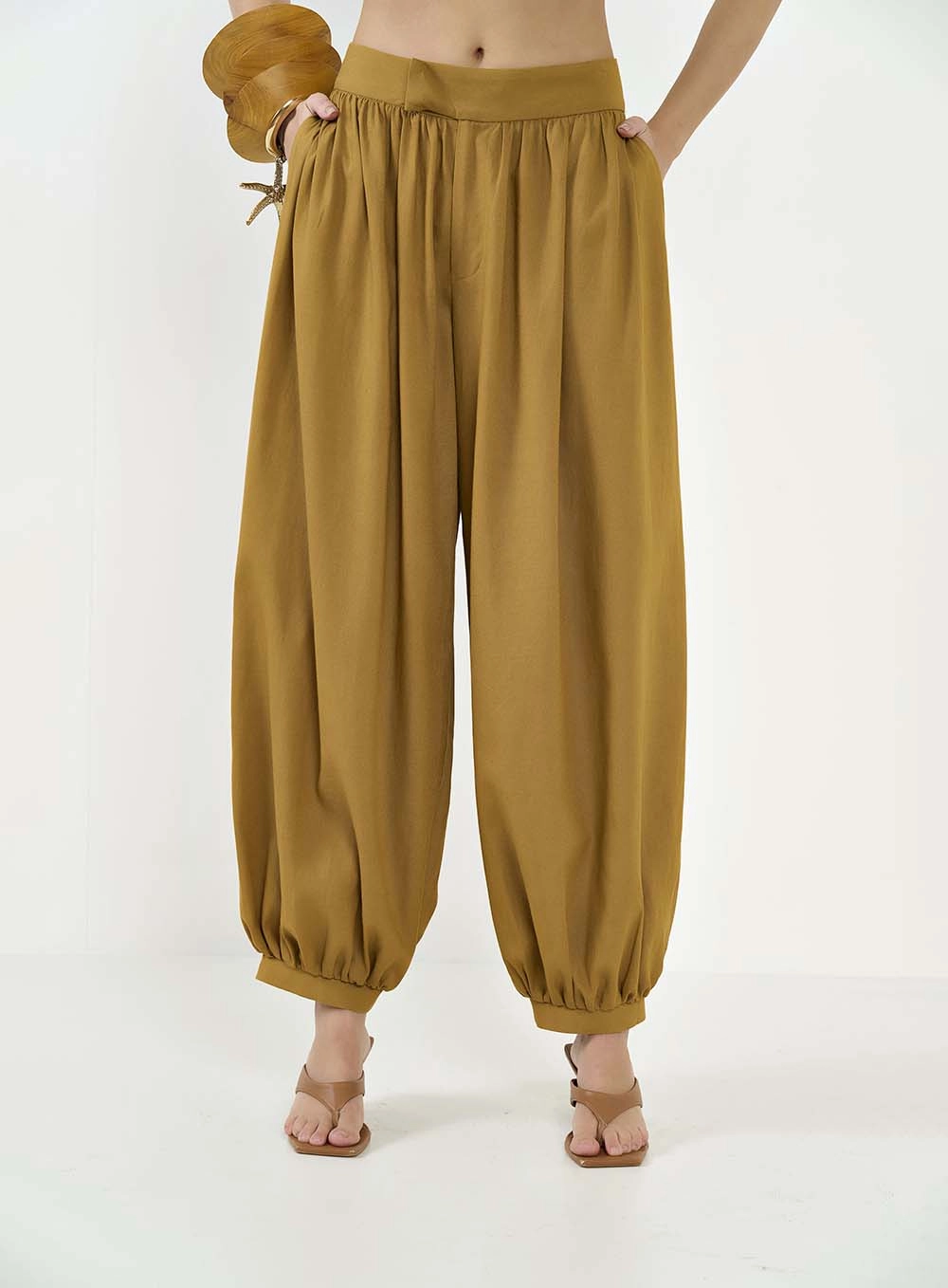 Calça Feminina De Linho Alfaiataria Marrom Ebbela