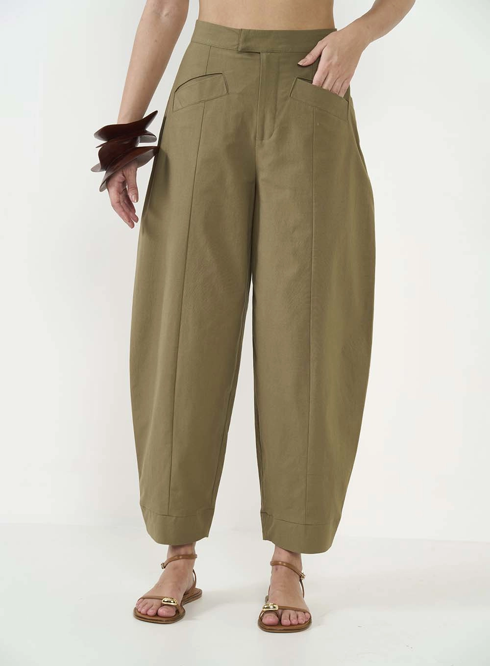 Calça Feminina Alfaiataria Joana Barril Bege Misk