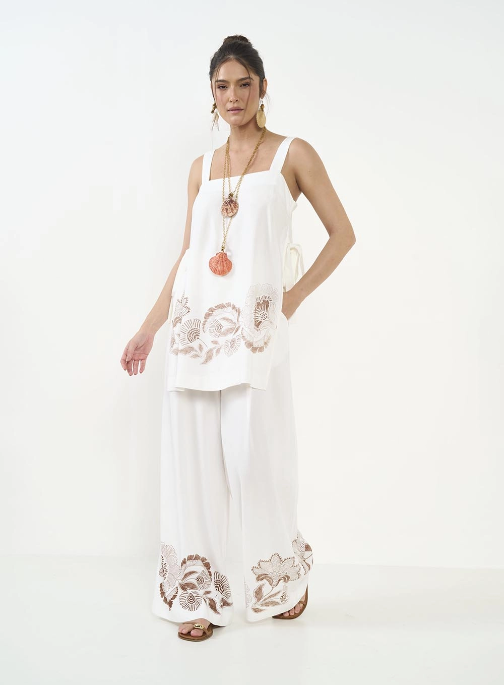 Calça Feminina Alfaiataria Joana Estampada Off Shell