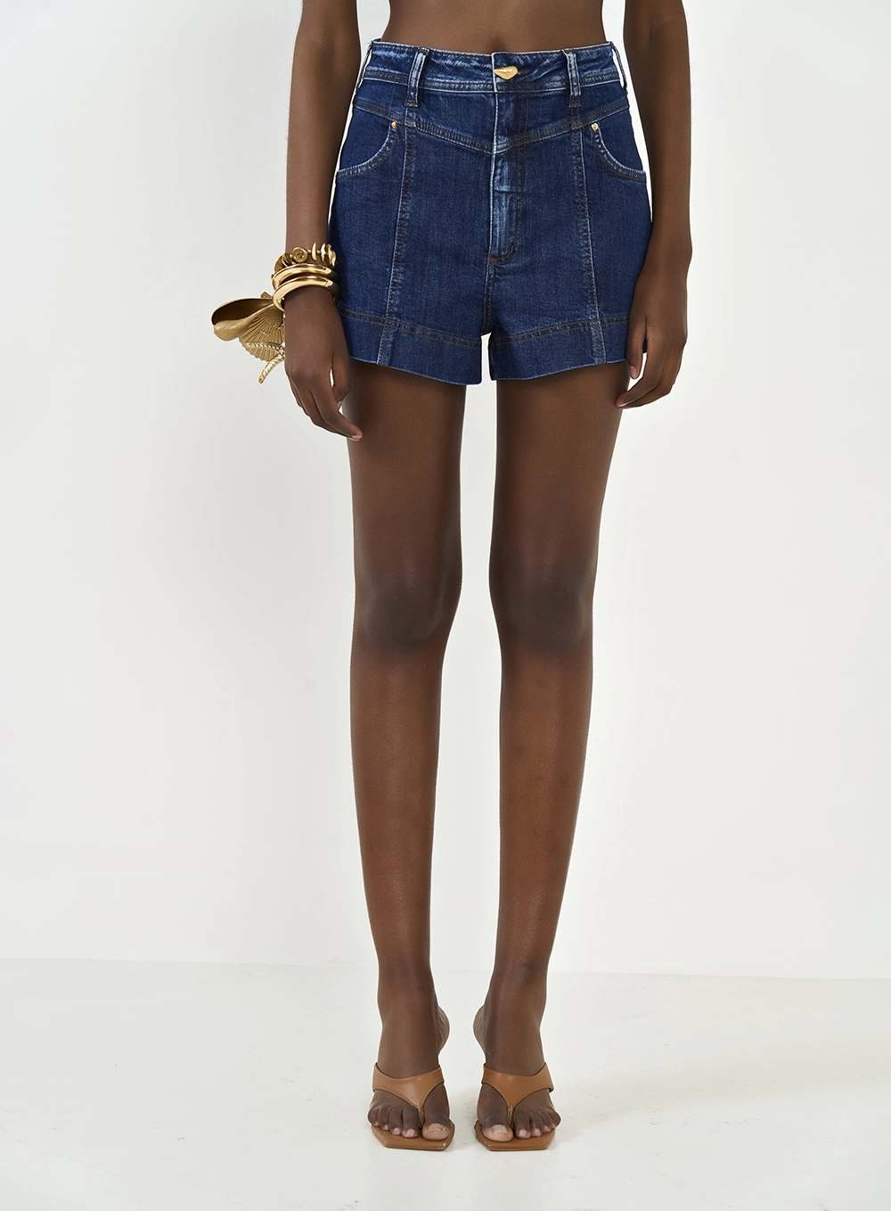 Short Jeans Justo Cintura Alta Índigo