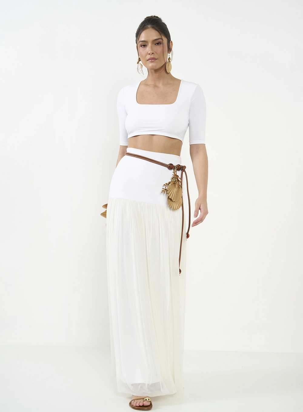 Saia Joana Longa Em Tule Off Shell