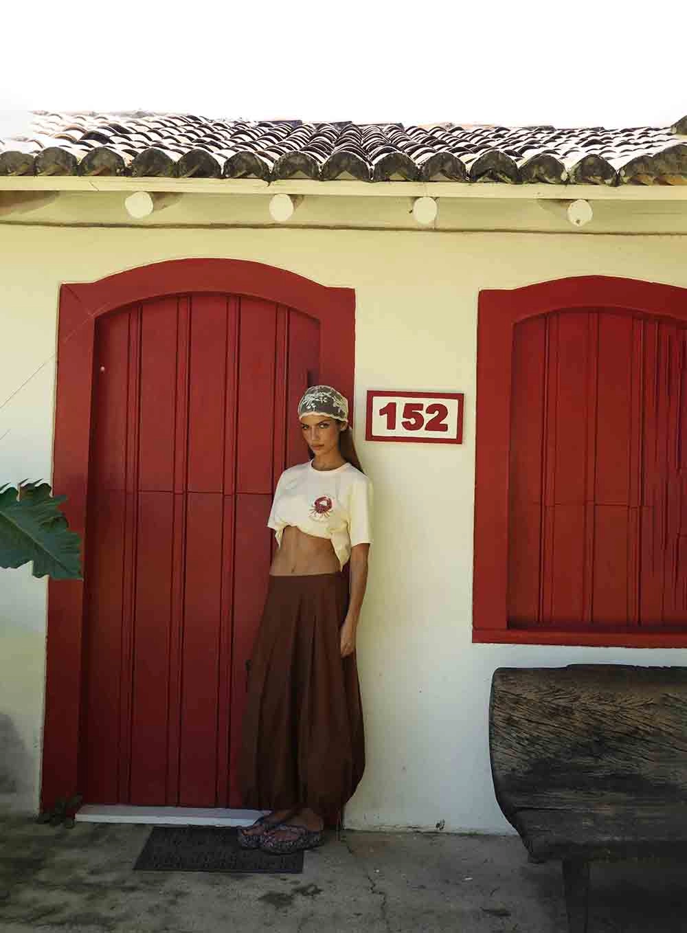 Saia Midi Joana Balonê Marrom