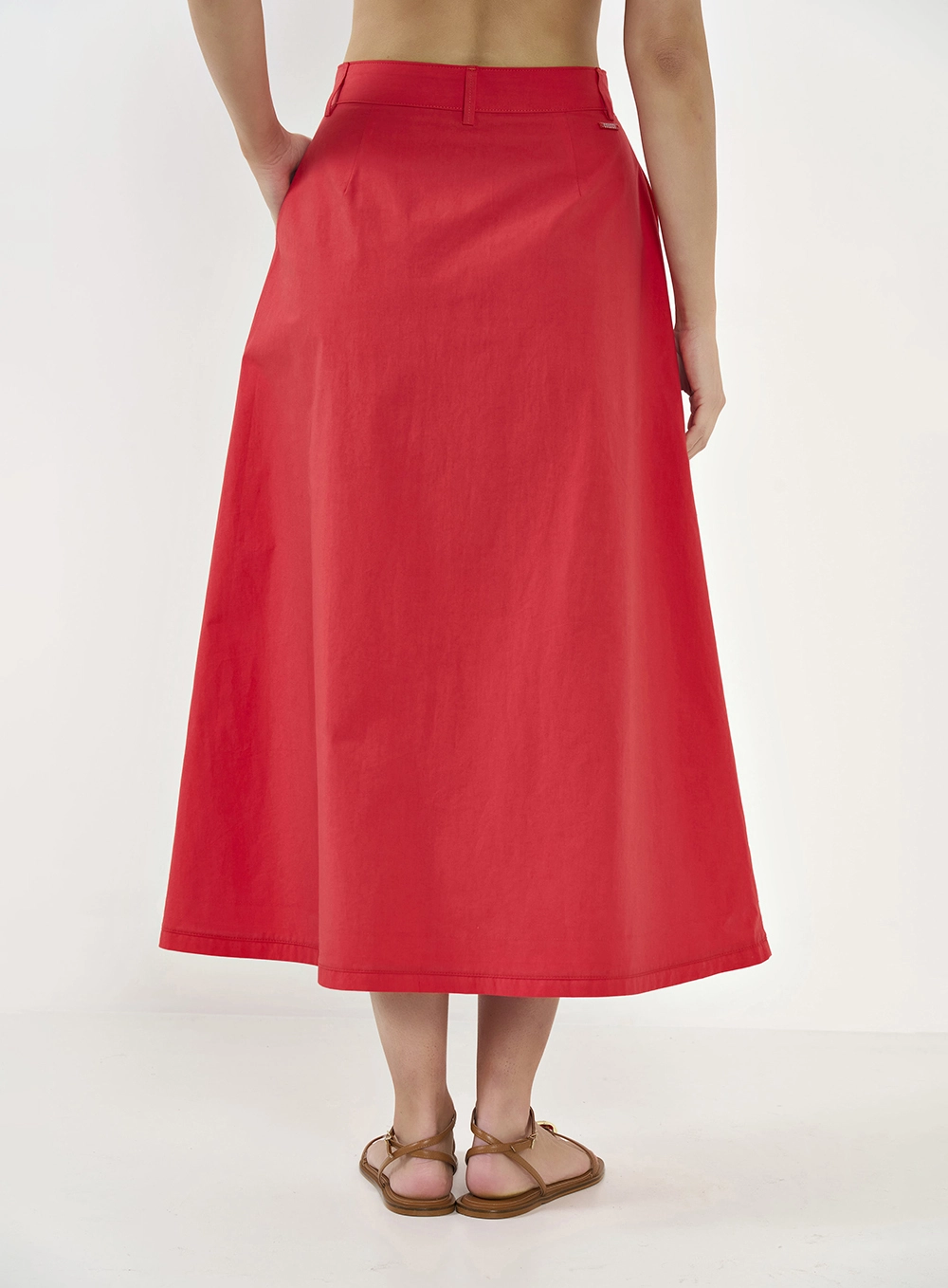 Saia Ampla Midi Joana Vermelho