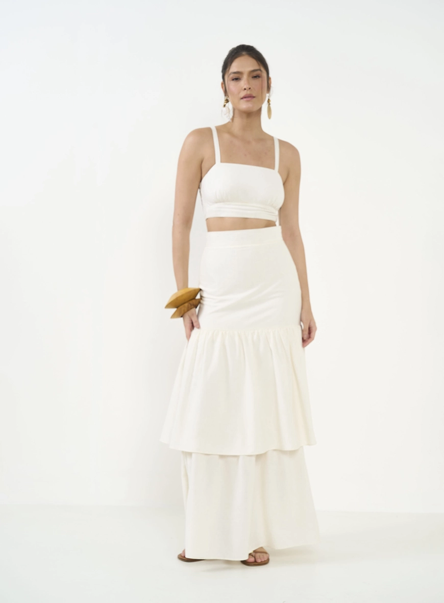 Saia Midi Joana Em Camadas