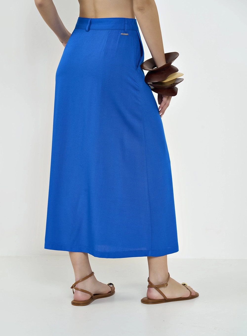 Saia Midi Alfaiataria Comfort Azul