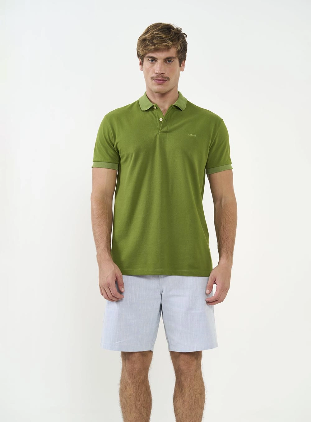 Polo Masculina Basic Manga Curta Verde