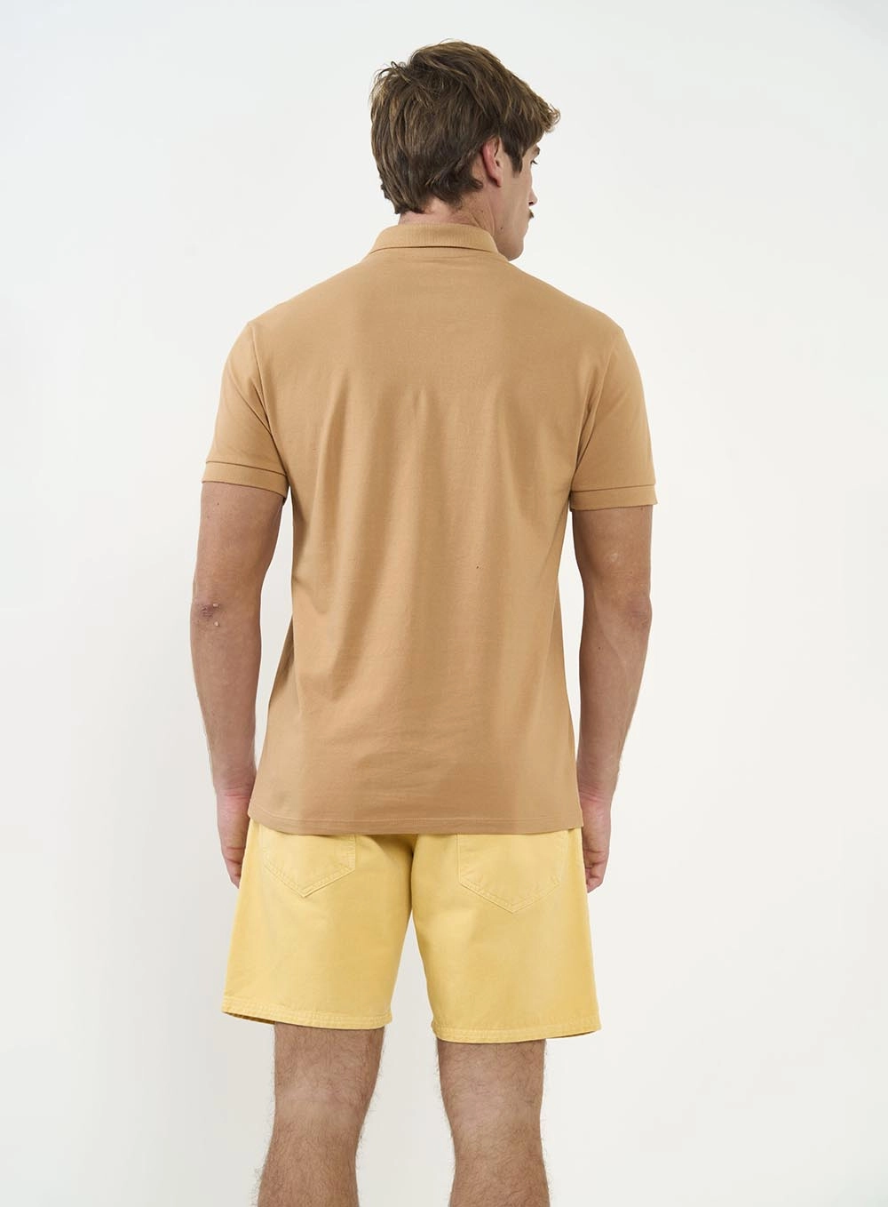 Polo Masculina Basic Manga Curta Bege Bear