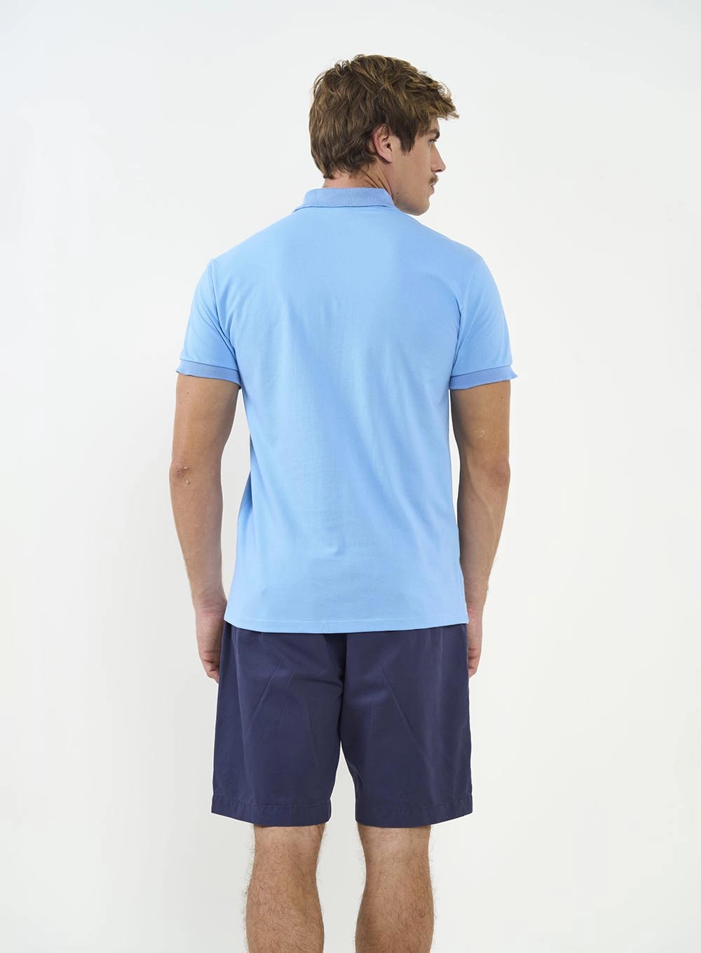 Polo Masculina Basic Manga Curta Azul