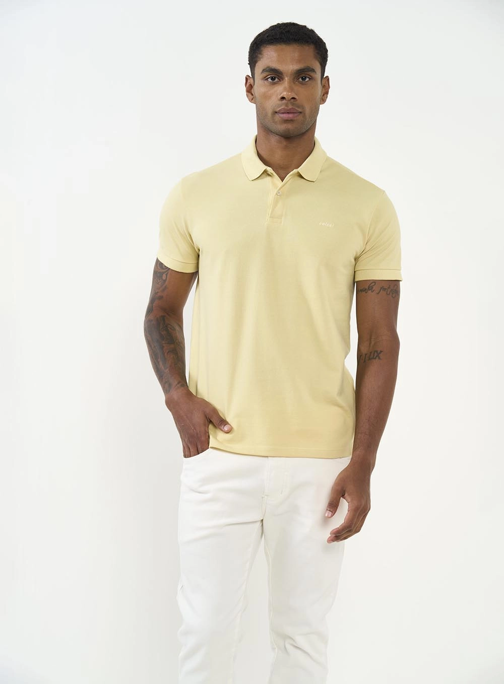 Polo Masculina Basic Manga Curta Amarelo