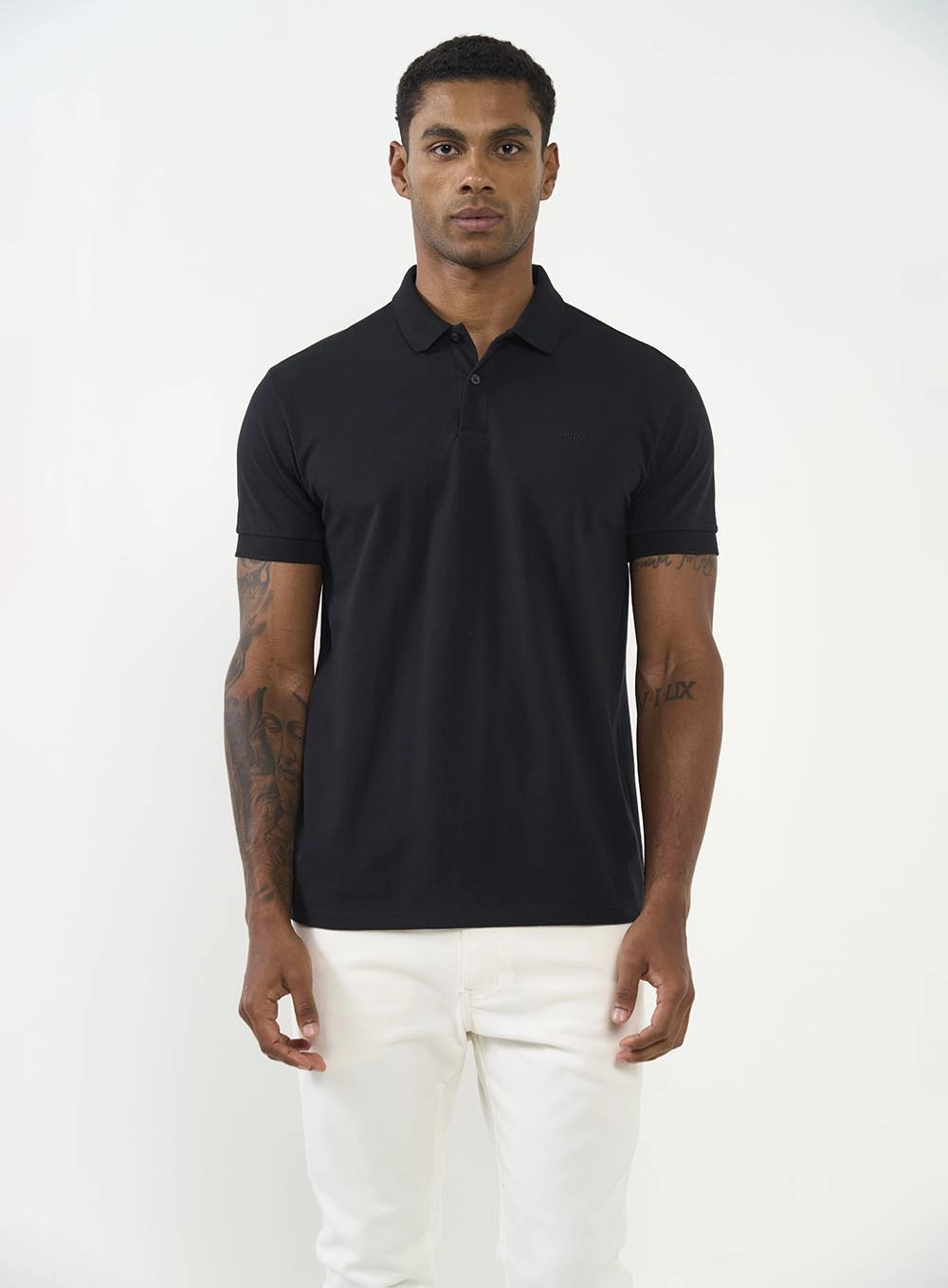 Polo Masculina Basic Manga Curta Preto