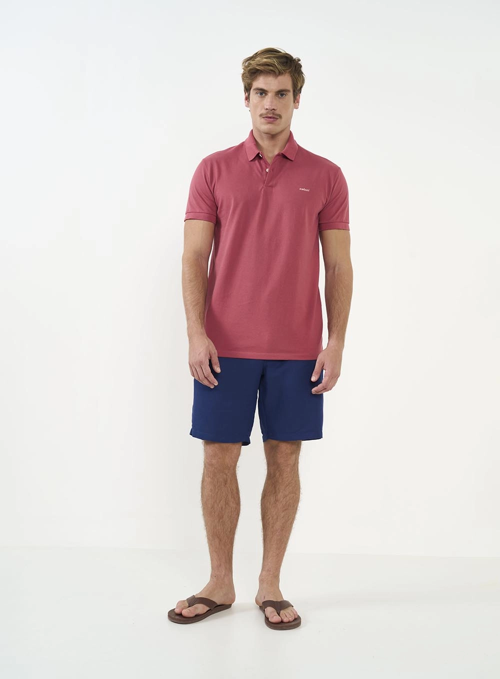 Polo Masculina Basic Manga Curta Rosa