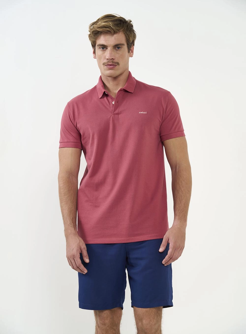 Polo Masculina Basic Manga Curta Rosa