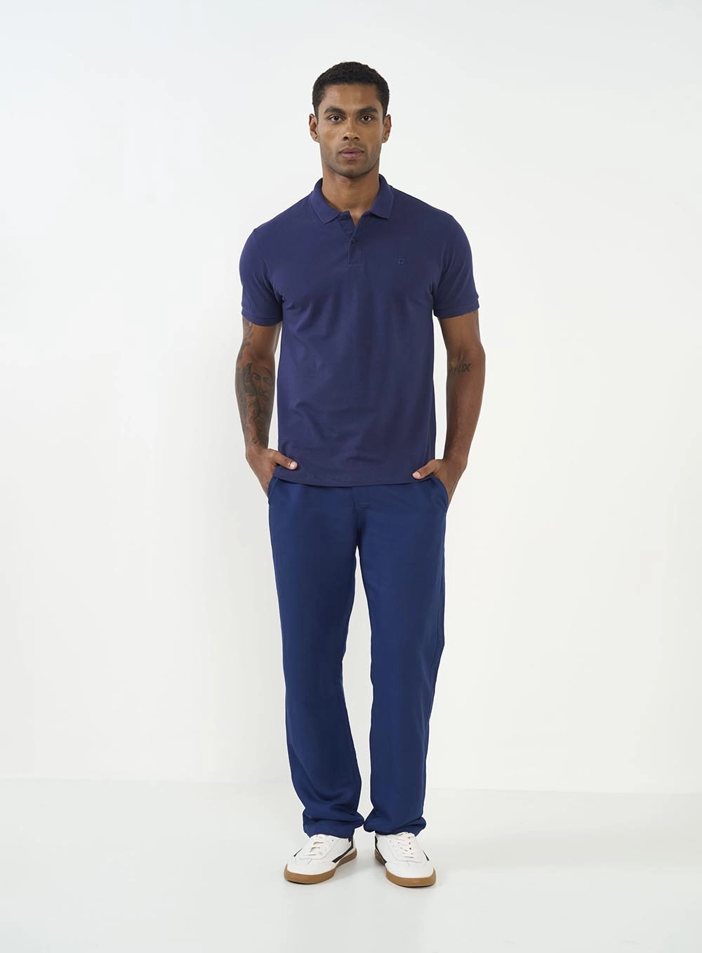 Polo Masculina Slim Basic Azul Azul