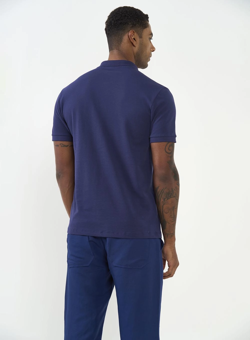 Polo Masculina Slim Basic Azul Azul