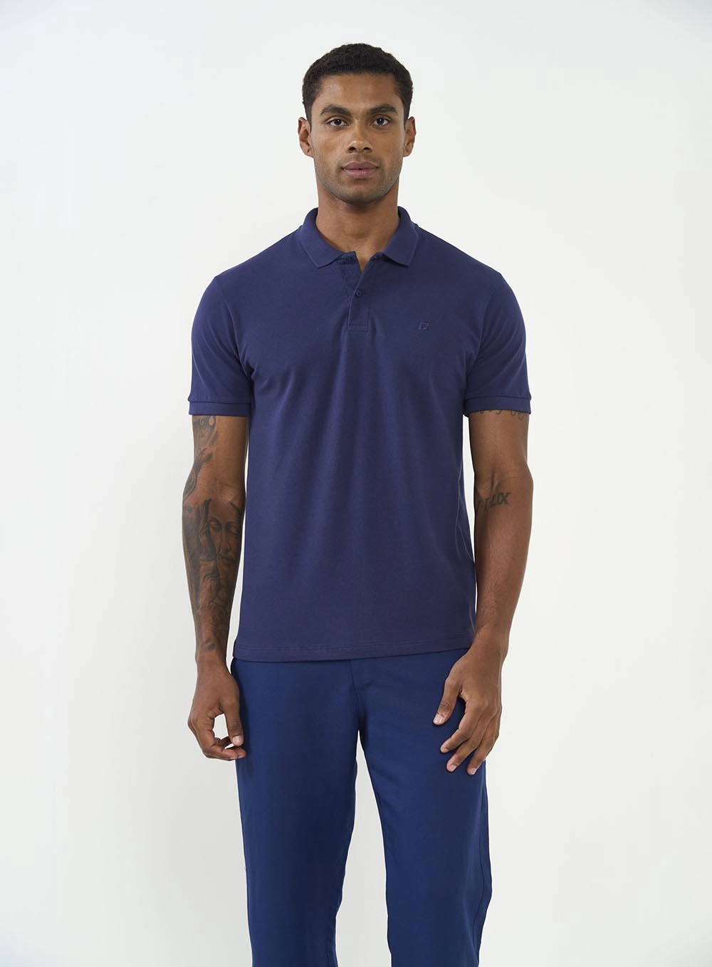 Polo Masculina Slim Basic Azul Azul