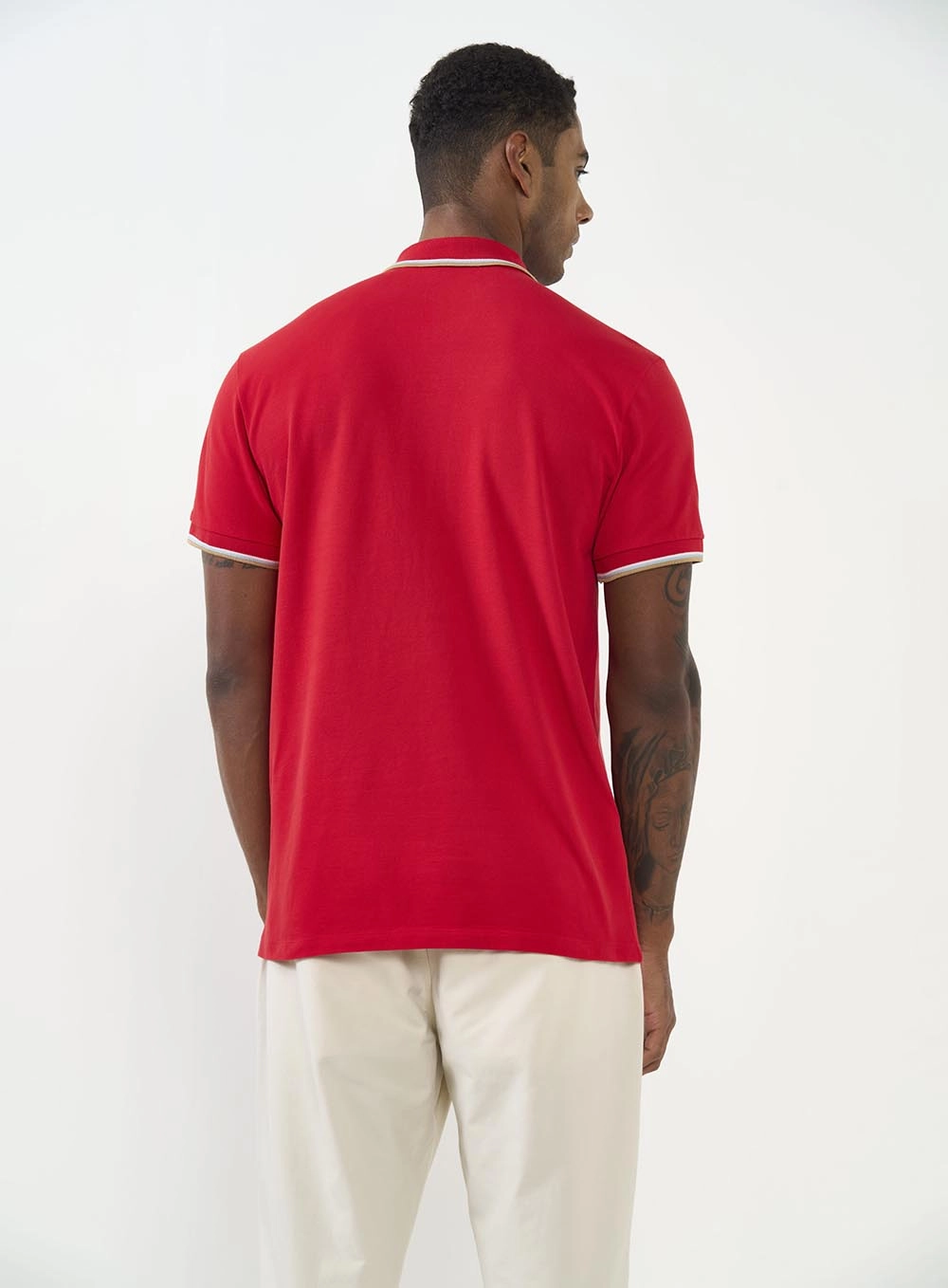 Polo Masculina 3 Listras Vermelho