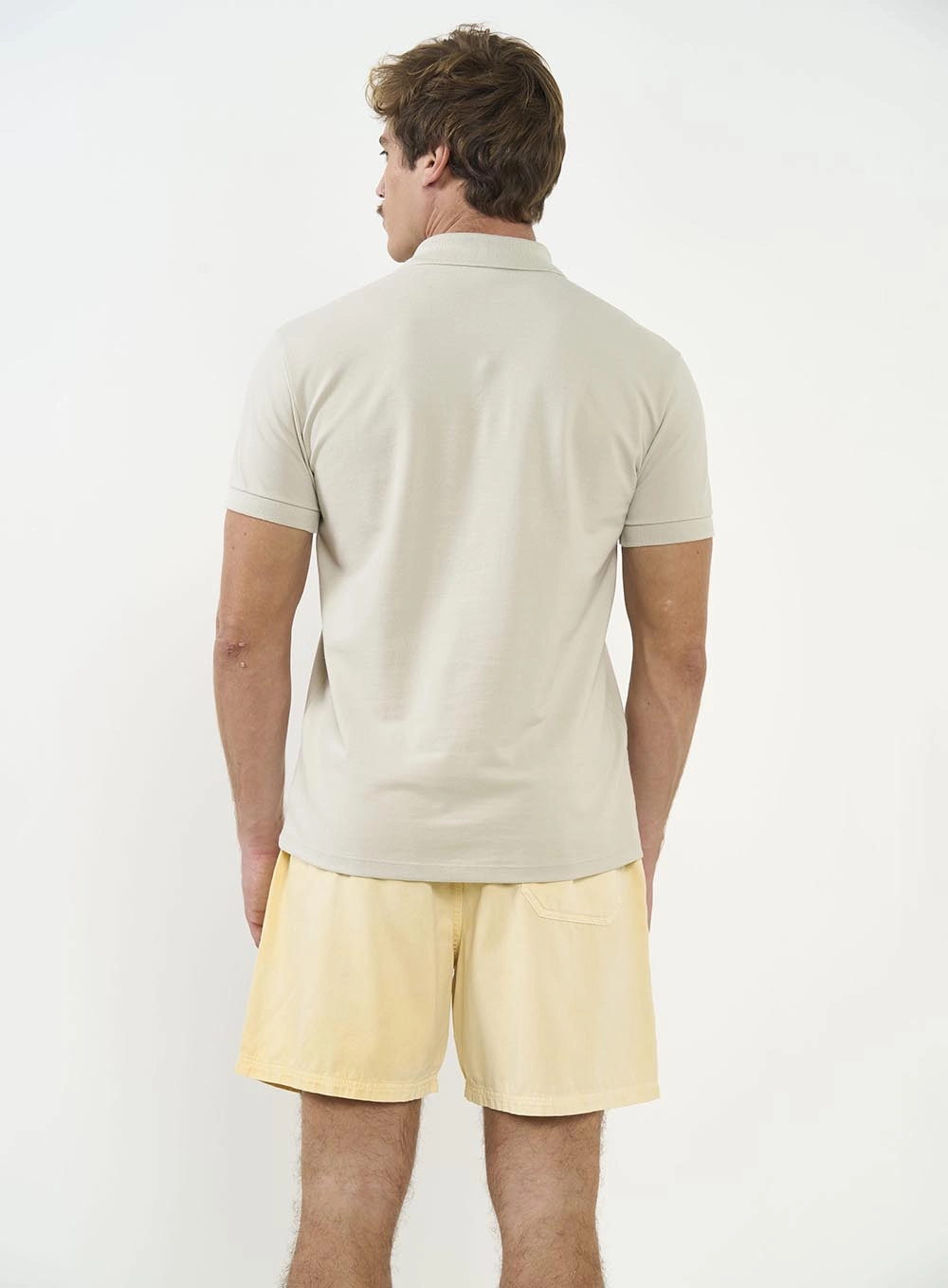 Polo Manga Curta Basic Masculina Bege