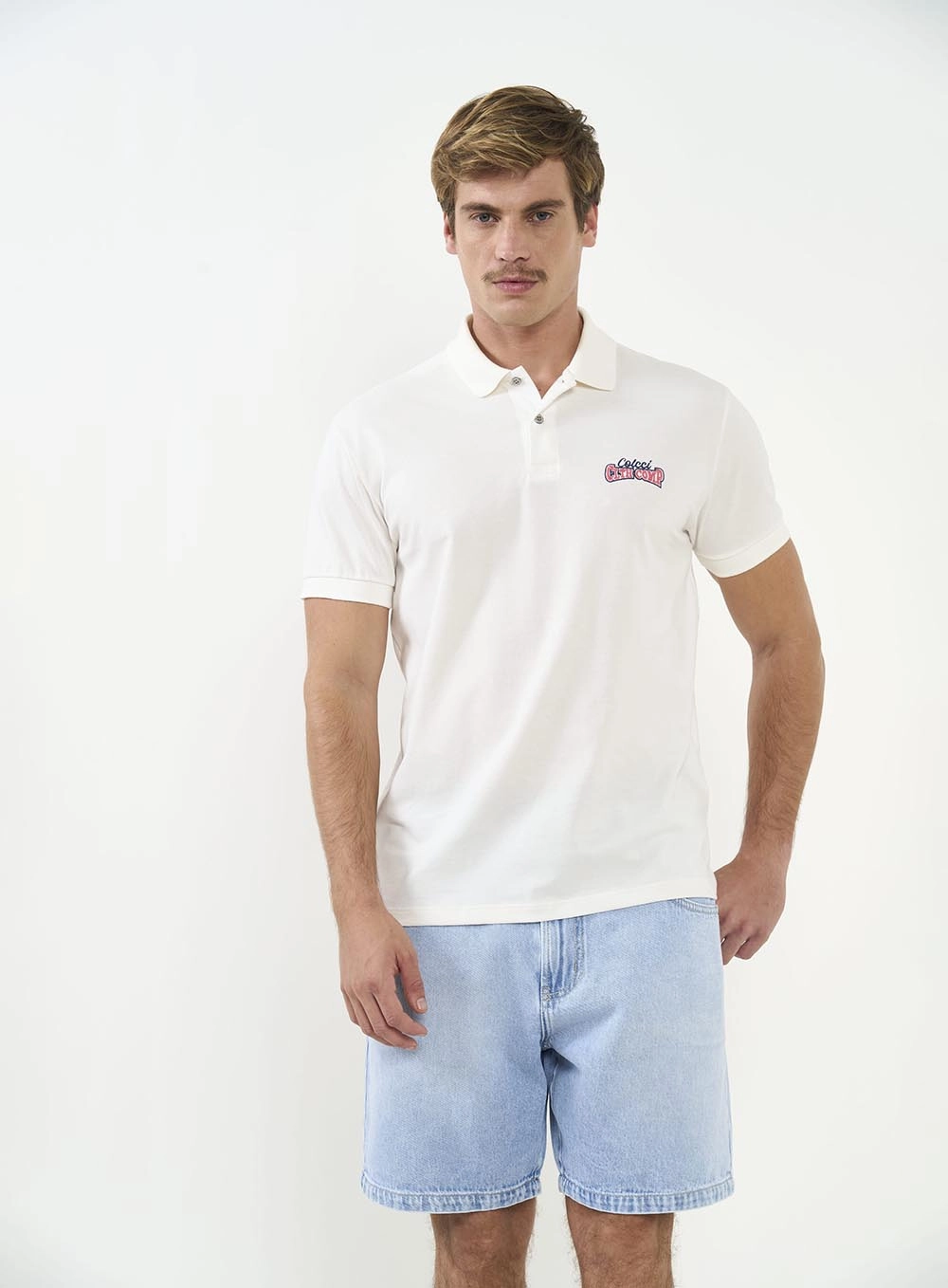 Polo Masculina Com Aplicação Off Shell