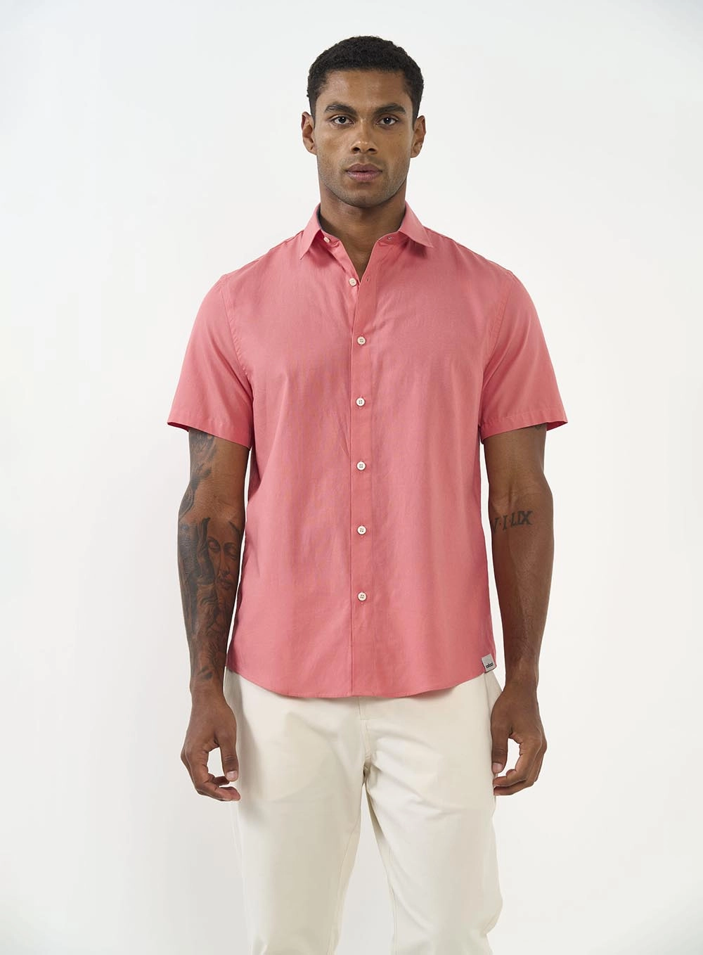 Camisa Manga Curta Masculina Rosa