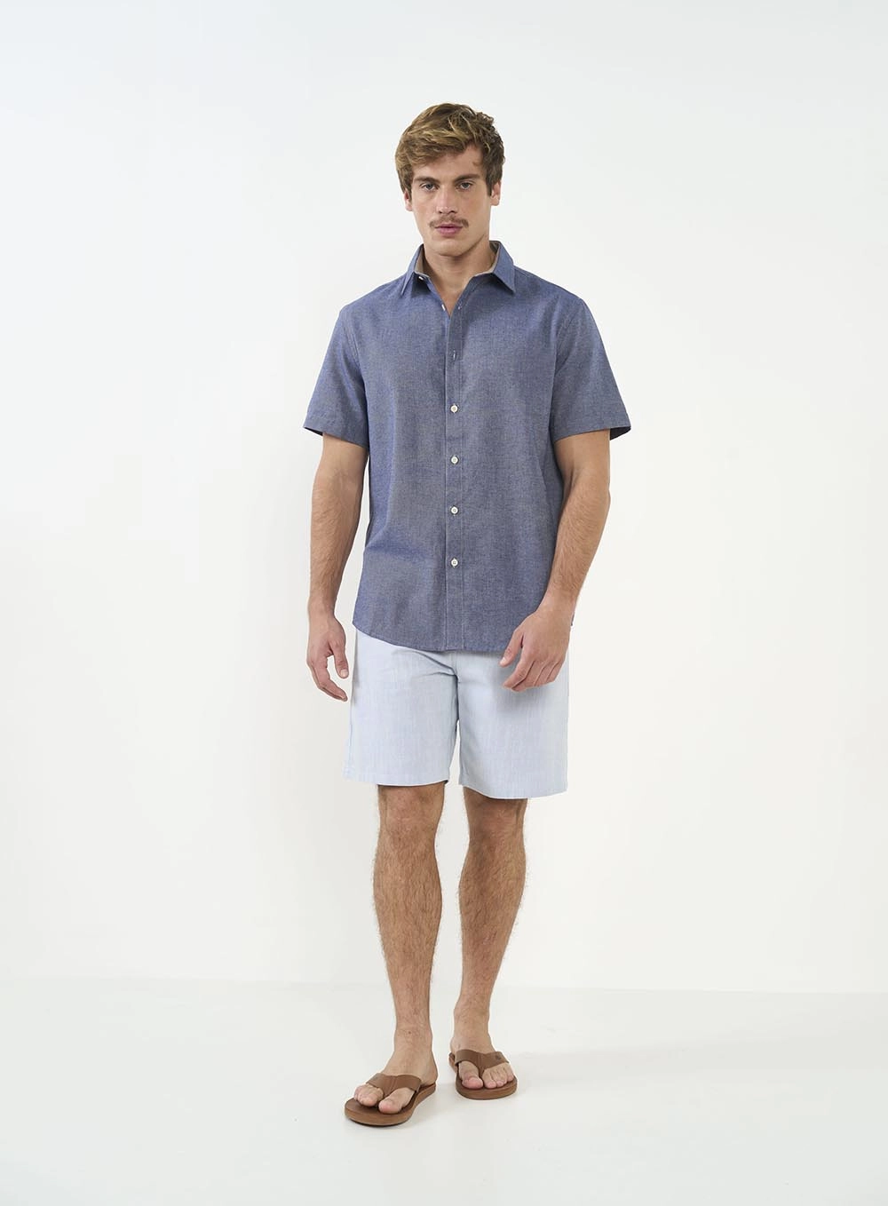 Camisa Manga Curta Masculina Azul