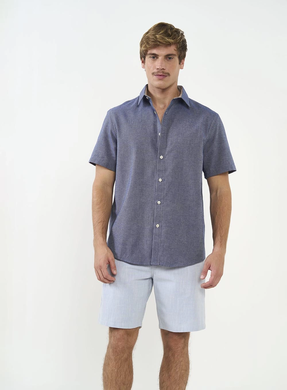 Camisa Manga Curta Masculina Azul