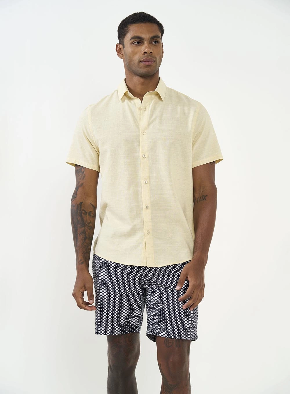 Camisa Manga Curta Masculina Amarelo
