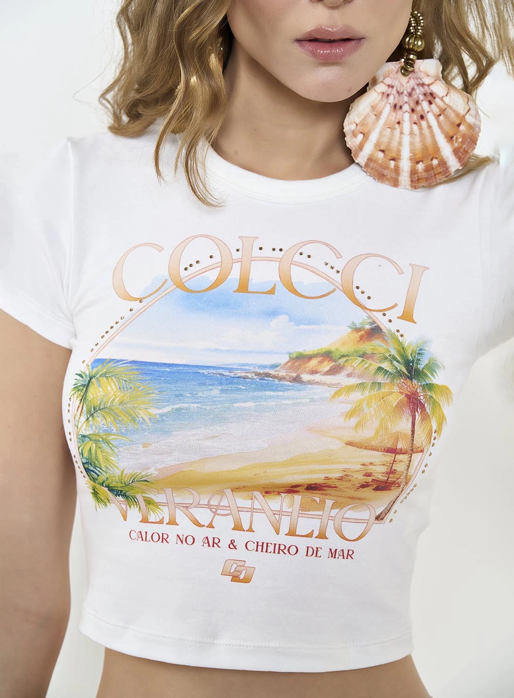 Camiseta Baby Tee Com Estampa Off Shell