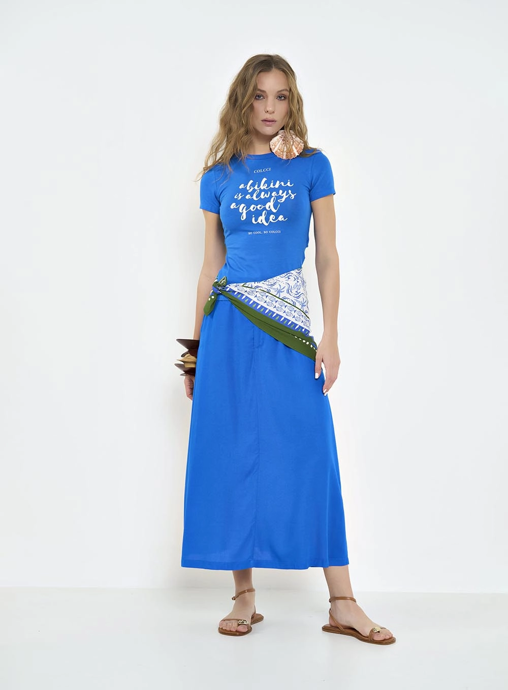 Camiseta Feminina New Baby Com Estampa E Abertura Azul