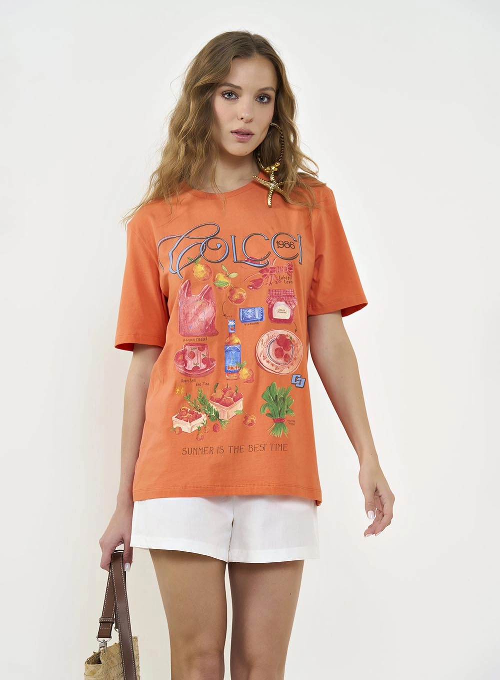 Camiseta Feminina Boy Com Estampa 3d Laranja