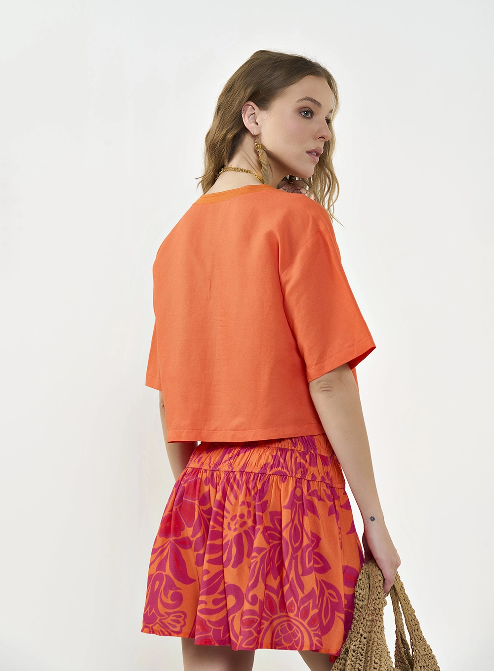 Camiseta Feminina Boxy Laranja