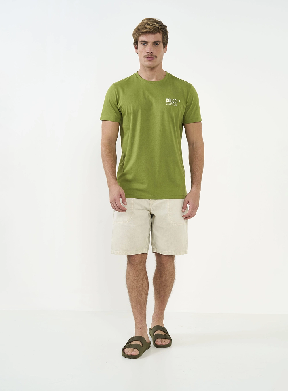 Camiseta Masculina Com Detalhe Em Estampa Verde