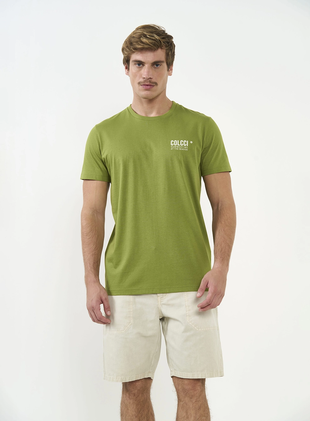 Camiseta Masculina Com Detalhe Em Estampa Verde