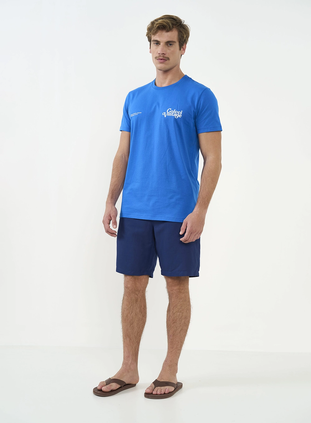 Camiseta Slim Com Detalhe Em Estampa Azul