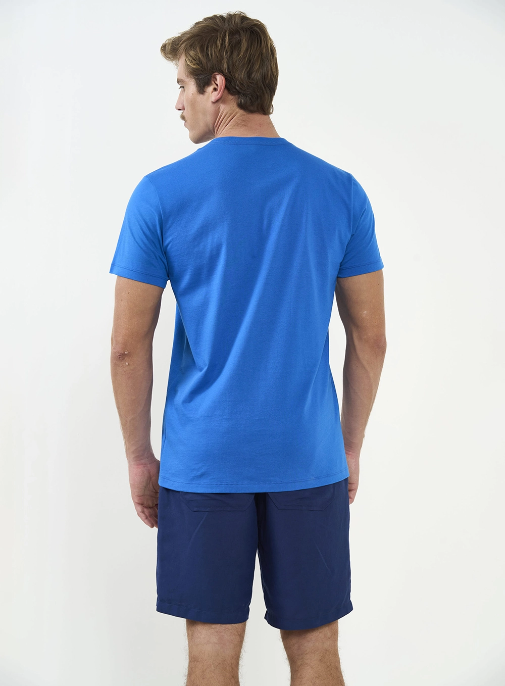 Camiseta Slim Com Detalhe Em Estampa Azul