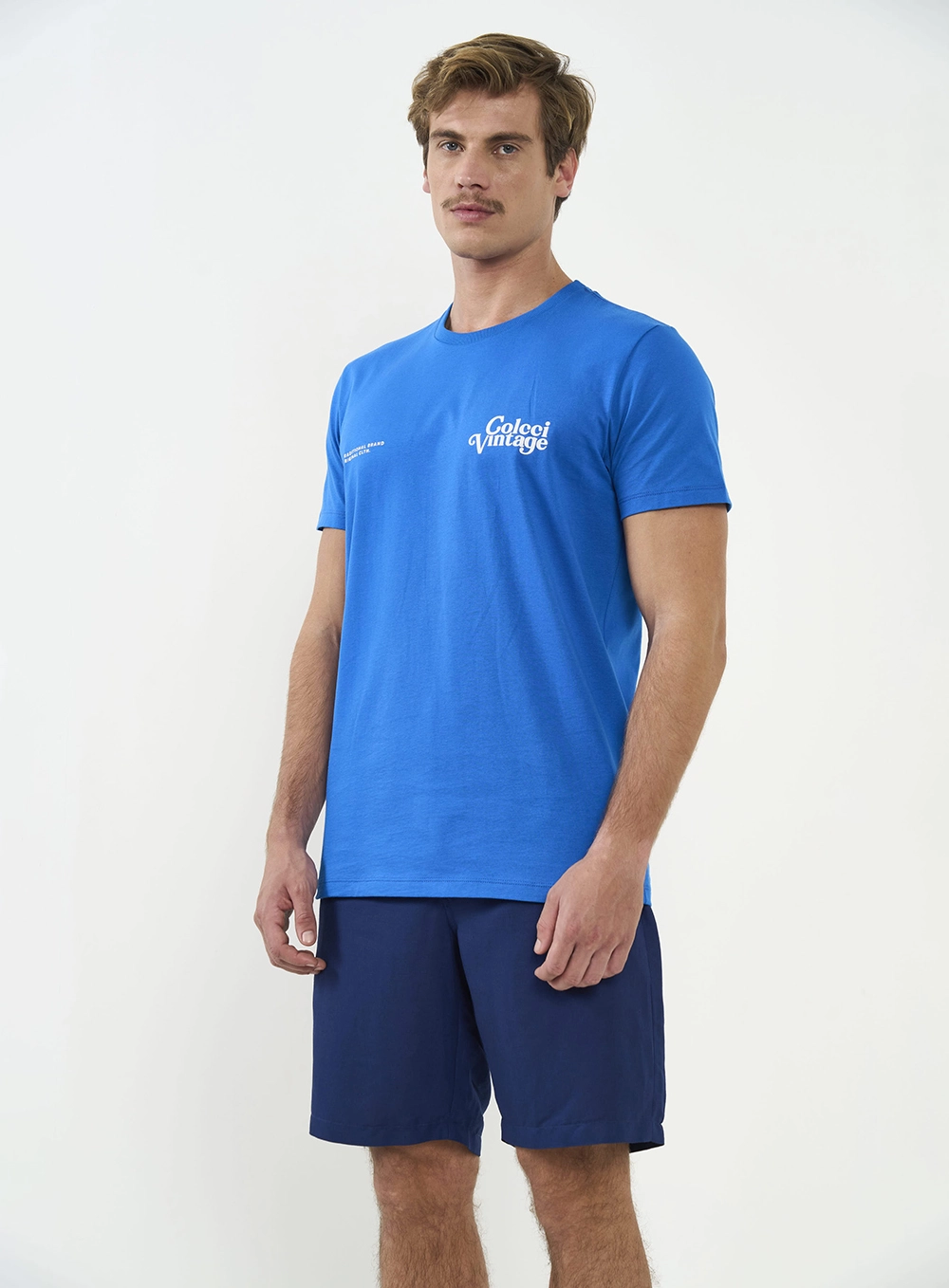 Camiseta Slim Com Detalhe Em Estampa Azul